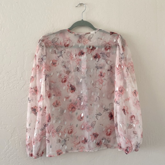 NWT Beulah Style Sheer Floral Ruffle Blouse - Picture 2 of 5